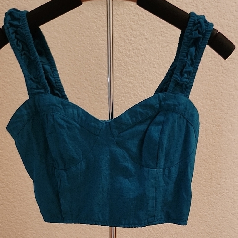 Teal Cropped Bustier Tank Top - Women